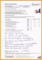 Eine positive handschriftliche Kundenreferenz zur Tätigkeit der Ziolka Immobilienvermittlung aus dem Jahr 2024