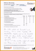 Eine positive handschriftliche Kundenreferenz zur Tätigkeit der Ziolka Immobilienvermittlung aus dem Jahr 2024