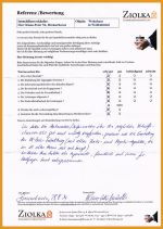 Eine positive handschriftliche Kundenreferenz zur Tätigkeit der Ziolka Immobilienvermittlung aus dem Jahr 2024