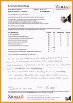 Eine positive handschriftliche Kundenreferenz zur Tätigkeit der Ziolka Immobilienvermittlung aus dem Jahr 2024