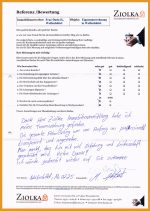 Eine positive handschriftliche Kundenreferenz zur Tätigkeit der Ziolka Immobilienvermittlung aus dem Jahr 2025