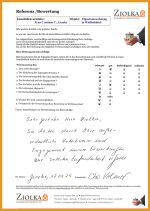 Eine positive handschriftliche Kundenreferenz zur Tätigkeit der Ziolka Immobilienvermittlung aus dem Jahr 2025