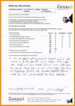Eine positive handschriftliche Kundenreferenz zur Tätigkeit der Ziolka Immobilienvermittlung aus dem Jahr 2025