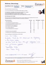 Eine positive handschriftliche Kundenreferenz zur Tätigkeit der Ziolka Immobilienvermittlung aus dem Jahr 2025