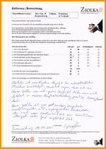 Eine positive handschriftliche Kundenreferenz zur Tätigkeit der Ziolka Immobilienvermittlung aus dem Jahr 2025