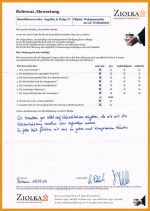 Eine positive handschriftliche Kundenreferenz zur Tätigkeit der Ziolka Immobilienvermittlung aus dem Jahr 2025