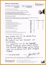 Eine positive handschriftliche Kundenreferenz zur Tätigkeit der Ziolka Immobilienvermittlung aus dem Jahr 2025