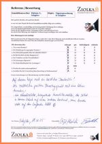 Eine positive handschriftliche Kundenreferenz zur Tätigkeit der Ziolka Immobilienvermittlung aus dem Jahr 2025