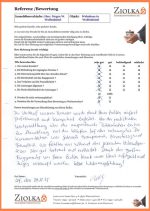 Eine positive handschriftliche Kundenreferenz zur Tätigkeit der Ziolka Immobilienvermittlung aus dem Jahr 2025