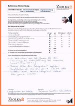 Eine positive handschriftliche Kundenreferenz zur Tätigkeit der Ziolka Immobilienvermittlung aus dem Jahr 2026