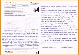 Eine positive handschriftliche Kundenreferenz zur Tätigkeit der Ziolka Immobilienvermittlung aus dem Jahr 2026